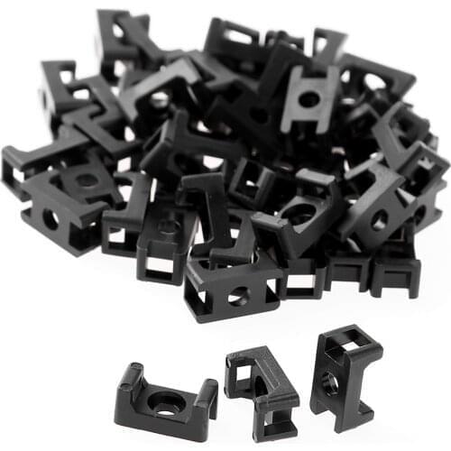 50Pcs Cable Tie Base Saddle Shape Cradle Tie Mounts Bases Clips Cable Holder Black Nylon Screw Type Cable Tie Base Wire Holder