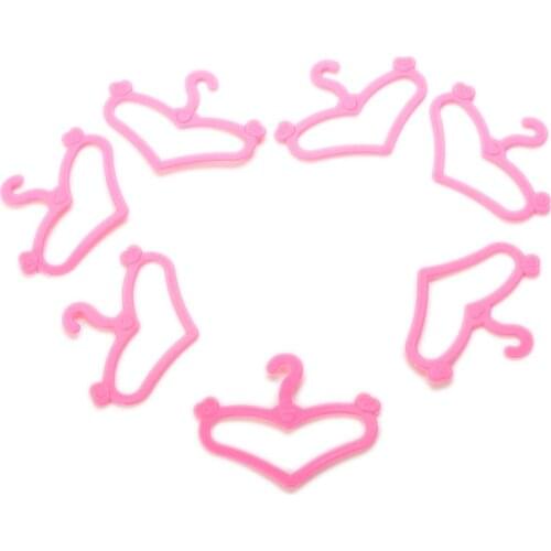 50Pcs Cute Pink Mix Hangers Accessories For Clothes Dress Outfit Skirt Shoes Doll Pretend Play House Girls' Gift