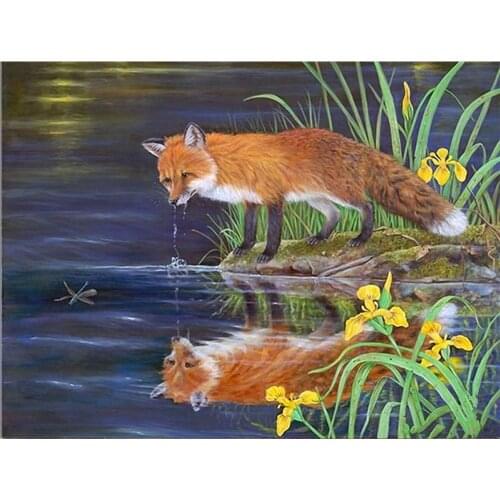 Flowers 5D DIY Diamond Painting Full Square 3D Embroidery Yellow Fox Pictures of Rhinestones Cross Stitch Kits Room Decor DF628