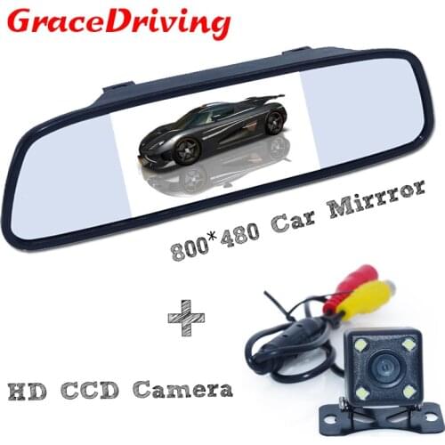 Factory Promotion 1 set universal waterproof car rear view camera with 170 degree +Universal 5" car reversing mirror monitor