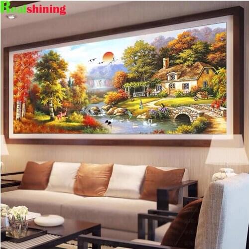 Large 5D DIY Diamond Painting bridge and flowing water 3D Full Square /round Drill Mosaic Diamond Embroidery Cross Stitch N1660