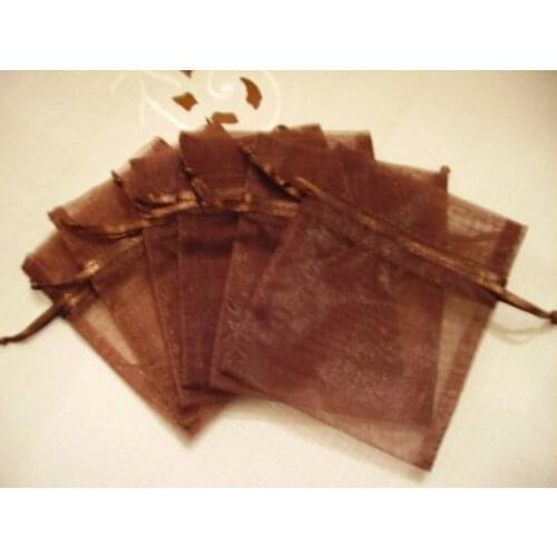 Free Shipping 200pcs/lot Coffee Brown Organza Bags9x12m Christmas Wedding Gift Bags,Jewelry Bags Gift packing Pouches