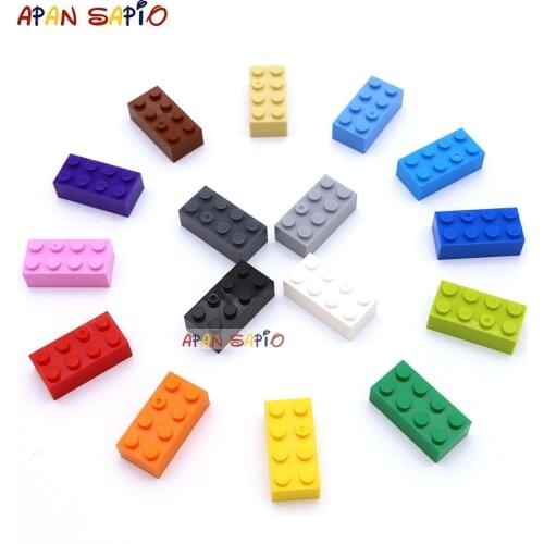 200pcs 2x4 Dot DIY Building Blocks Thick Figures Bricks Educational Creative Size Compatible With 3002 Plastic Toys for Children