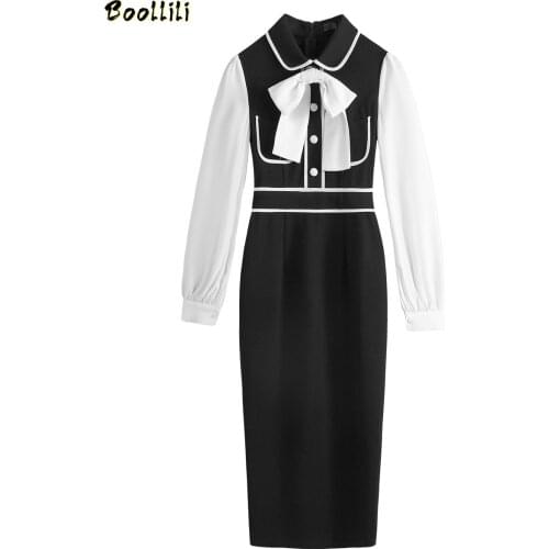 Boollili Long Office Party Dress Womens Dresses Spring Summer Dress Women Clothes 2020 Korean Vintage Dress Elegant Vestidos