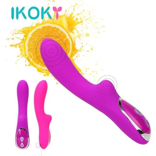 IKOKY Vibrator Wand Massager Magnetic Charging AV Vibrators 10 Frequency Vibrating Dildo G-Spot Clitoris Stimulator Waterproof