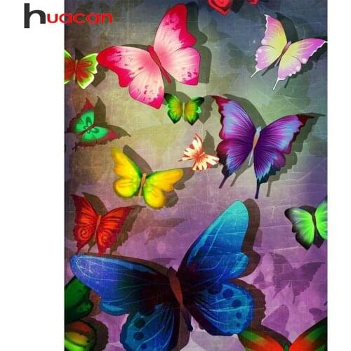 Huacan Diamond Painting Embroidery Butterfly Color Decor Home Diamond Mosaic Animal Cross Stitch Crystal Diamond Art