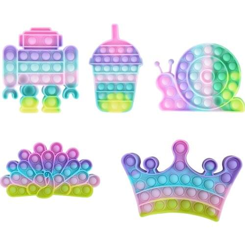 Colorful Fidget Reliver Stress Toy Rainbow Push It Bubble Antistress Toys Sensory Toy To Relieve Autism Board Game for Kids