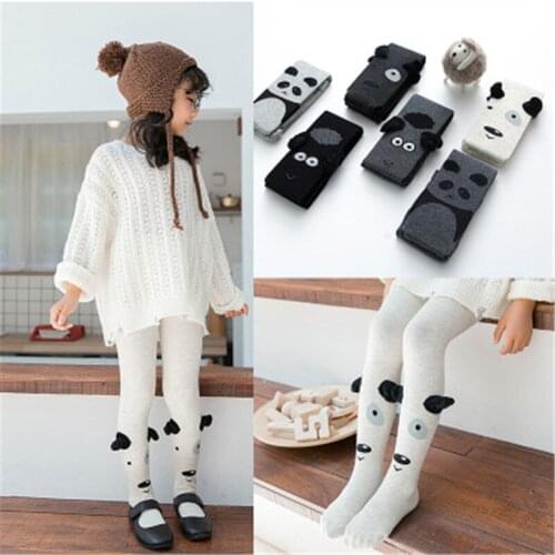 Korean Japan Children Spring/Autumn cartoon Tights Soft Cotton Baby Girls Pantyhose Kids Infant Knitted Elastic Collant Tights