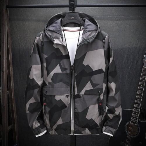Hot Sale Windbreaker Jacket Men Spring and Autumn Outdoor Hooded Jacket Mens Jacket Camouflage Jacket Mens Sportswear Jacket