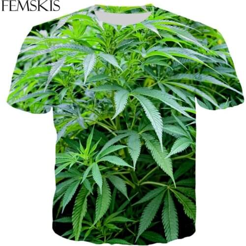 Summer New Fashion T-shirt Mens And Womens Short-sleeved T-Shirt 3D Printing Plant Leaf Hemp Leaf Funny Pullover