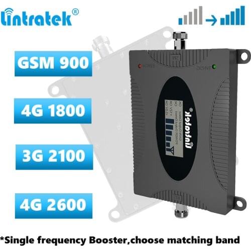 Lintratek Cellular signal booster 2G 3G 4G Singel frequency repeater GSM 900 DCS LTE 1800 WCDMA 2100 LTE 2600 signal Amplifier