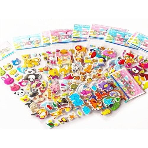 Cute Animal Stereo Stickers Cartoon Childrens Educational Early Education Can Be Repeatedly Pasted Animal Bubble Stickers