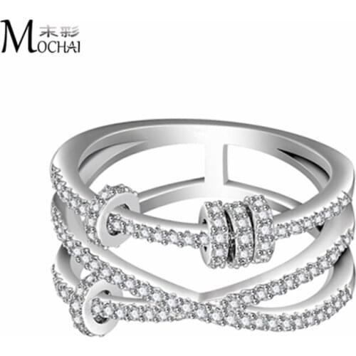 Trend New Ring Smart Small Circle Multilayer Ring Silver Color Micro-Inlaid Zircon Female Ring Holiday Gift Jewelry ZK40