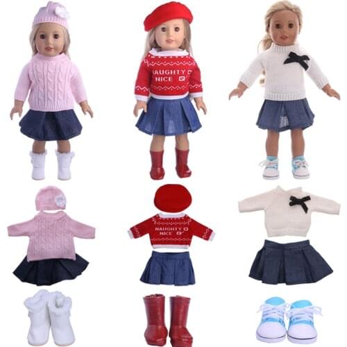 Doll Sweater 10 Styles Fashion Knit Set For 18 Inch American Dolls&43 Cm Born Baby Our Generation Christmas Birthday Girls Gift