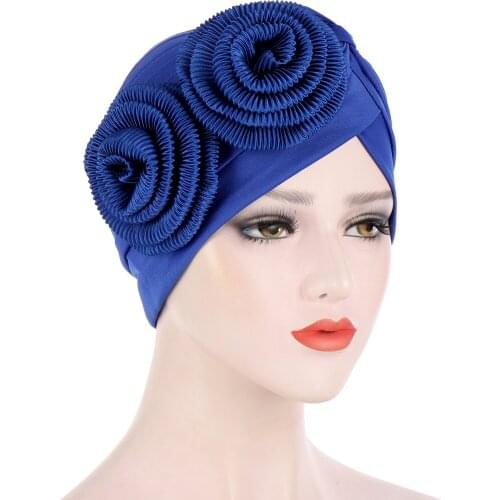 Muslim Fashion Flower Turban Caps For Women Headscarf Bonnet Indian Hat Islamic Hijab Accessoires Ladies Headband Turbans