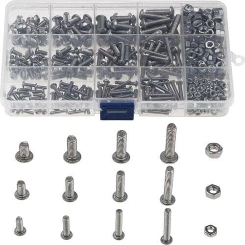 440pcs Stainless Steel M3 Screws Nuts KitsHex Head Socket Screws and Nuts Assortment Set