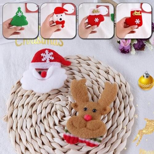 Non-woven Christmas Brooches Tree Ornaments Elk Santa Claus Doll Pendant Happy New Year Christmas Decorations Decorative