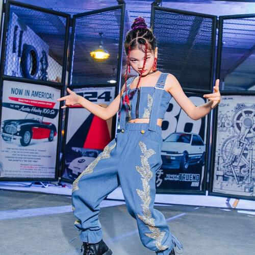 New ChildrenS Hip-Hop Street Dance Trendy Clothes Girls Vest Overalls Kids Jazz Dancing Costumes Festival Rave Outfits DQL5659