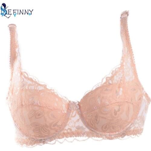 New Lace Bra Female Lingerie Deep V Sexy Big Size Bra Plus Size Underwear Women Padded Brassiere push up bra 3/4 Cup 32 34-44
