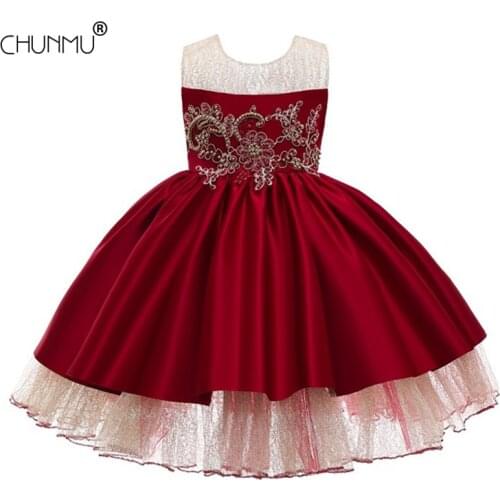 Baby Girls Dress Flower Vintage Embroidery Opening Ceremony Clothing Lace Tutu Princess Girls Party Dress Kids Vestidos
