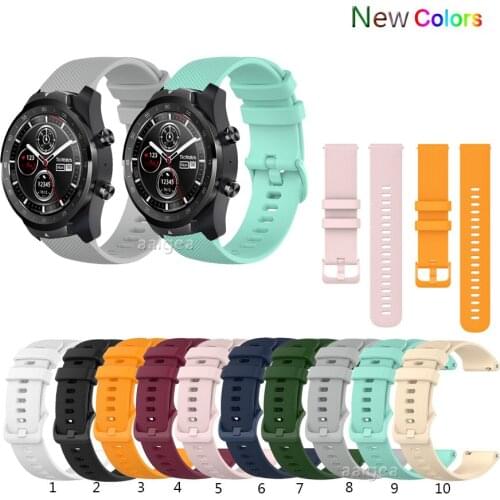 Colorful Soft Silicone Watch Strap Band For Ticwatch Pro 3 E2 S2 GTX Replacement band for strap 22mm