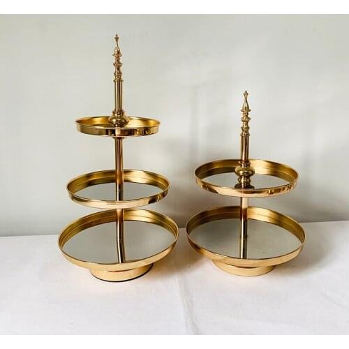 1 pcs 2 &3 tiers cupcake plate Mirror Decorative Cosmetics Storage Box Tray Wedding Home Decoration Rack Storage Box