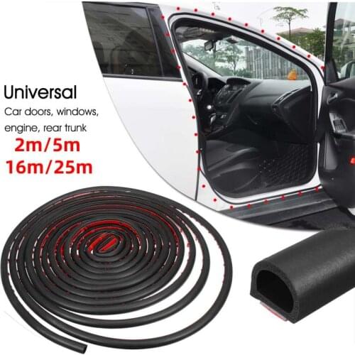 2M/5M/16M/25M Car Door Seal Strip Small D Type Self Adhesive Waterproof Trim Sound Insulation Soundproof Weatherstrip Rubber