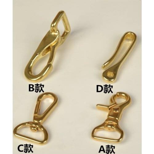 High quality luxury solid brass leather craft bag wallet lobster clip snap buckle 4 designs backpack hook