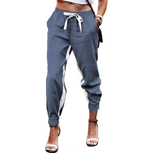 Women pants Casual Side Stripe Pockets Drawstring Ankle Tied Pants Sweatpants Trousers Womens Clothing 2021