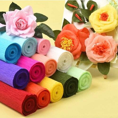1PC 250*25cm Colored Crepe Paper Roll Origami Crinkled Paper for DIY Flowers Making Gifts Wedding Party Home Decoration Supplies