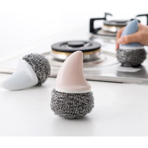 Strong Decontamination Bath Brush 1PC Home Magic Shark Handle Stainless Steel Dish Brush kitchen Supplies Wash Pot Clean Brush