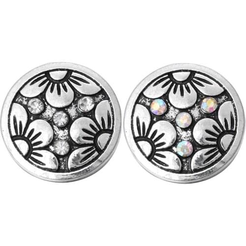 10pcs/lot New Snap Jewelry Vintage Flower 18mm Metal Snap Buttons Fit 18mm Snap Bracelet Necklace for Women Button Jewelry