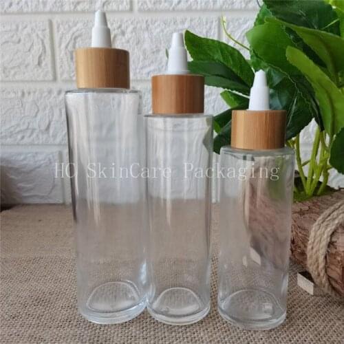 100ml 120ml 150ml transparent cosmetic packaging set toner clear bottle glass cream jar luxury glass lotion bottle