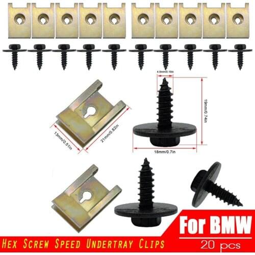 20pcs/Set U Nut Hex Screw For BMW Speed Fastener Undertray Sheet Metal Clip Fixing Interior Accessories Auto Fastener Clips