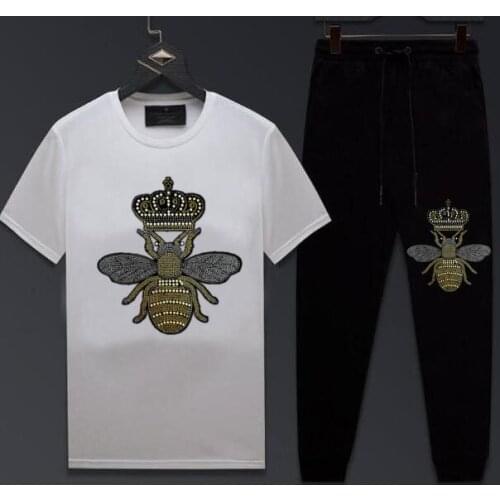 2021 New Man Tracksuits 2 Piecs short Sleeve Suits Mens Diamond stone Sweatpants Sets Sports Clothing