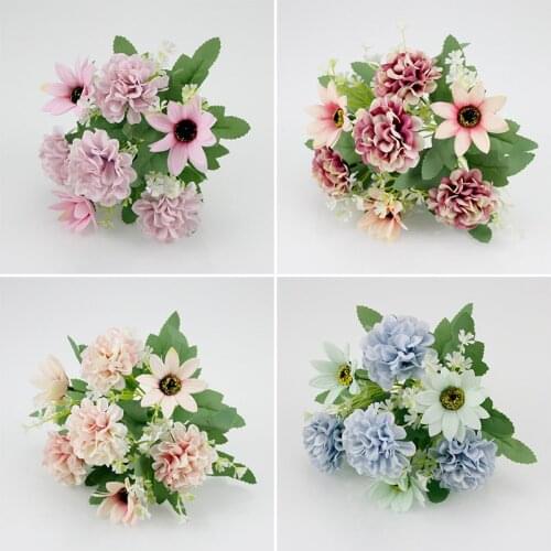 7 flower mixed silk hydrangea simulation flower peony white wedding flower small bouquet fake flower christmas party DIY decorat