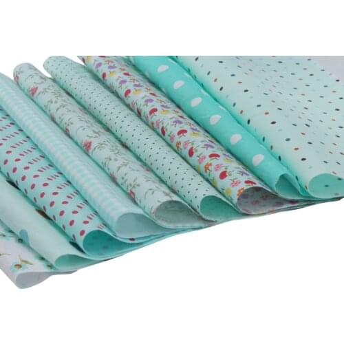 9pcs 20cm*25cm Random Pattern Blue Cotton Fabric Patchwork Batiks Mixed Bundle Sewing Craft