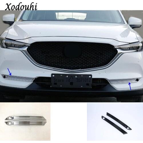 Car Detector ABS Chrome Cover Trim Front Head Fog Light Lamp Frame Parts 2pcs For Mazda CX-5 CX5 2nd Gen 2017 2018 2019 2020