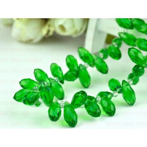 Sale Price !100pcs 6mm x 12mm Green Color Briolette Pendants Waterdrop Crystal Glass Jewelry Loose Teardrop Beads DIY