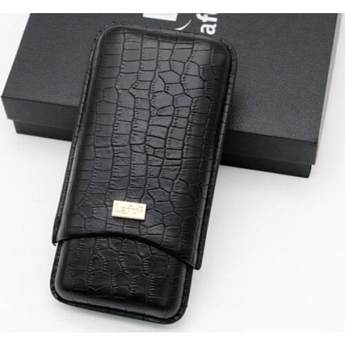 Executive Black Travel Cigar Case Holder 3 Tube Humidor Tobacco Cigar Box Genuin Crocodile Leather W/Gift Box Smoking Tool