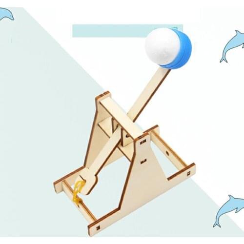 Children Scientific Experiment DIY Trebuchet Toy Model Wooden Catapult Kits 1 Set Of DIY Trebuchet Toy