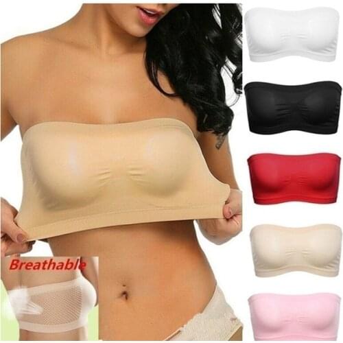Breathable Mesh Tube Bra Strapless Crop Tops Women Sexy Stretch Bralette Seamless Bra Bandeau Boob Underwear Invisible Strapless