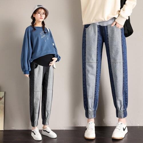 Fashion Pregnant Women Jeans Pregnancy Abdominal Harem Pants Spring Autumn Denim High Waist Trousers Maternity Casual Clothes