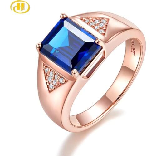 Hutang Classic Rose Gold Womens Ring Solid Silver 925 Wedding Rings Nano Cushion Fashion Stone Fine Jewelry For Women Gift