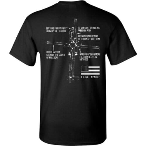 Creative Design AH-64 Apache Helicopter Gunships T-Shirt. Summer Cotton Short Sleeve O-Neck Mens T Shirt New S-3XL