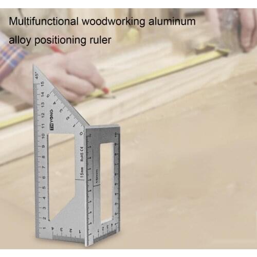Aluminum Alloy 45/90 Degree Angle Ruler Vertical T-shape Gauge Protractor Tool Woodworking Marking Tools Accessories