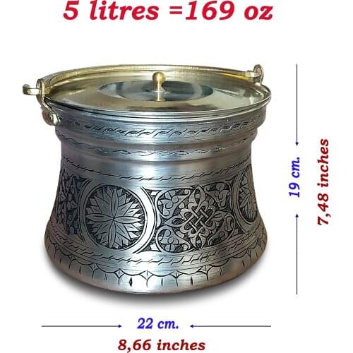 Handmade Copper Bucket with Lid and Brass Handle, Copper Yoghurt Bucket with Floral Engraving, make your own healthy yogurt