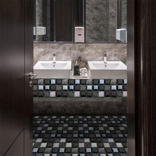 Mosaic Wall Sticker Tile Wallpaper Waterproof Self-adhesive Colorful Gray White Decals Bathroom Bedroom Decorative Home Decor