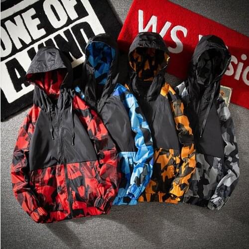 2021 Spring and Autumn Mens Self-cultivation Camouflage Sports and Leisure Hooded Jacket Streetwear Jacket Urban Mens Clothing