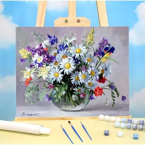 Flowers European Style Paint By Numbers Complete Kit Acrylic Paints 40*50 Paiting By Numbers Wall Paintings Adults Drawing
